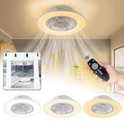 Produktbild von NAIZY Dimmbare Ventilatorlampe, 90W LED Deckenventilator aus Acryl, Deckenleuchte mit Lüfter, Fernbedienung, 3 Lichtfarben, kombinierte Leuchte & Ventilator