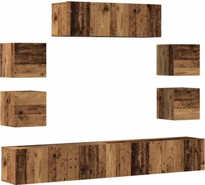 Immagine prodotto di set di mobili TV a parete vidaXL da 7 pezzi in materiale di recupero con effetto legno