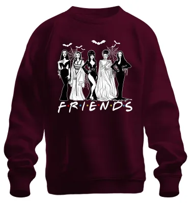 Immagine prodotto di FRIENDS Halloween Gothic Vampirinnen Braut Munster Spinnenweben Unisex Felpa Pullover, Borgogna, L