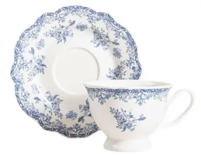 Produktbild von HOMLA LOURRY Tasse mit Untertasse, marineblau 0,2 l