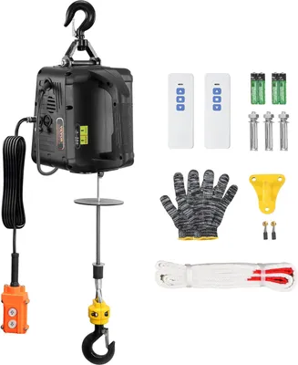 Image de treuil électrique 3 en 1 498,95kg Capacité de levage du câble Vitesse de levage ≥4m/min Treuil à moteur 7m de hauteur de levage Palan à câble 1500W 3 modes deManuel/Câble/Sans fil