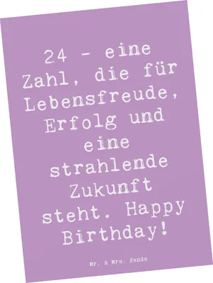 Produktbild von Mr. & Mrs. Panda Postkarte Spruch 24. Geburtstag - Lavendeltraum - Geschenk, Familie, Glückwunsch, Grußkarte, Ansichtskarten, strahlende Zukunft, Ansichtskarte, Geschenke