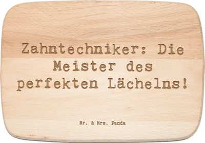 Produktbild von Mr. & Mrs. Panda Schneidebrett Spruch Zahntechniker Lächeln - Transparent - Geschenk, kreative Geschenke, Frühstücksbrett, Präzision, jausenbrett, Beruf, Holzbrett