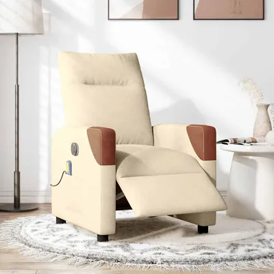 Produktbild von vidaXL Massagesessel Elektrisch Creme Stoff