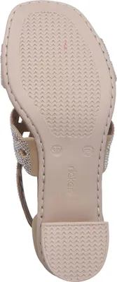 Produktbild von Rieker Damen Sandalette Hochfront mit Strass Cut-Outs und Karree Form 64773, Größe:41 EU, Farbe:Beige