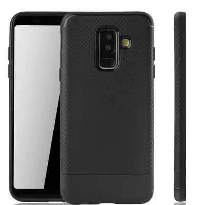 Productafbeelding van Samsung Galaxy A6 Plus 2018 telefoonhoesje, beschermende case, carbonlook, bumper, zwart