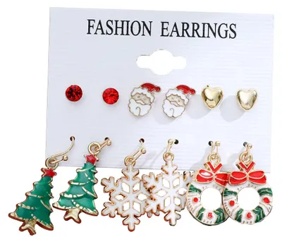 Produktbild von Weihnachtsohrringe für Damen, süße festliche Schmuckstücke, Weihnachtsgeschenke für Kinder, Teenager und Mädchen