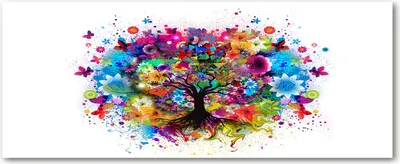 Produktbild von Tulup® Glas-Bild Wandbild aus Glas - 125x50 - Wandkunst - Wandbild hinter gehärtetem Sicherheitsglas - Dekorative Wand für Küche & Wohnzimmer  - Kunst: modern & klassisch - Bunter Baum - Mehrfarbig