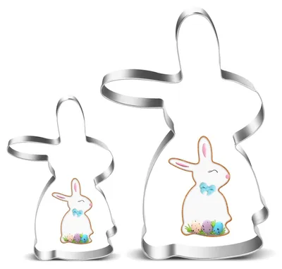 Produktbild von Hasen-Ausstechformen, 2-teiliges Osterhasen-Ausstechformen-Set, Hasen-Ausstechformen aus Edelstahl, Riesen-Hasen-Ausstechformen, Hasen-Ausstechformen als Geschenk für Kinder, Ostern