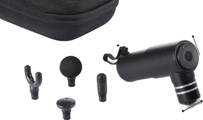 Image de Pistolet de massage musculaire portable, 4 niveaux de vitesse réglables, 18 kg de force maximale, 4 têtes de massage incluses, forme en T