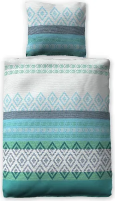 Produktbild von jilda-tex Bettwäsche Digitaldruck 155x220 cm 100% Baumwolle Design Diamond verschiedene Größen (155 x 220 cm, Türkis)