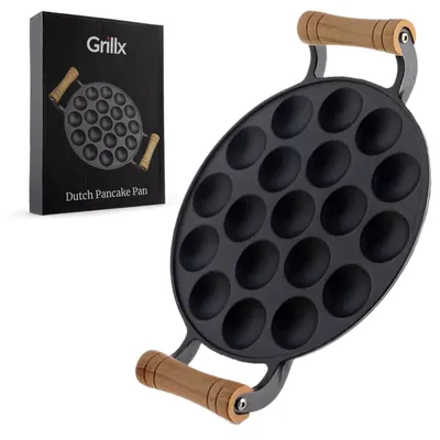 Produktbild von GrillX Poffertjes-pfanne mit Holzgriff - 19 Poffertjes gleichzeitig - Poffertjesmacher - Induktionsgeeignet