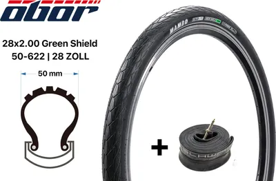 Produktbild von 28 Zoll Fahrrad Reifen SET Mambo 28x2.00 City Bike 50-622 Schwalbe Schlauch No.19 SV