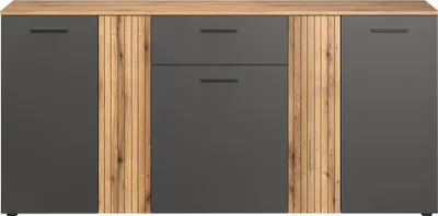 Produktbild von trendteam Wohnen Esteban Kommode, Anthrazit Melamin/ Evoke Oak Melamin, B/H/T: 181/86/38 cm