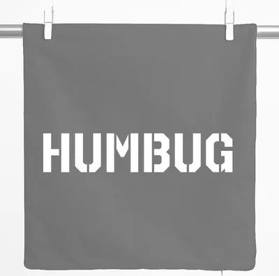 Produktbild von Huuraa Kissenbezug Humbug Schriftzug 40x40cm Steel Grey Baumwolle Dekokissenbezug Geschenkidee
