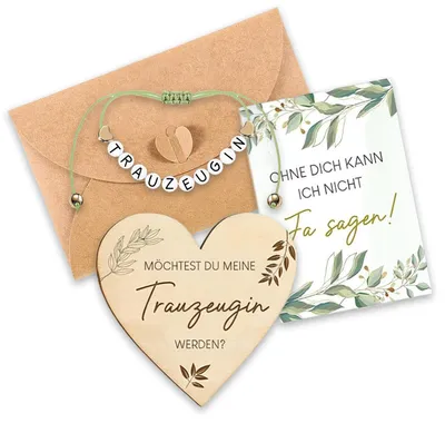 Hochzeits-Set mit Holzschild, Armband & Karte