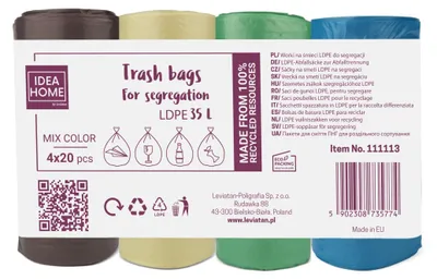 Obrázok produktu pre Ldpe Segregačné Vaky 35L Mix 4X20Ks