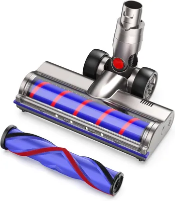 Produktbild von Motorbar Bodenbürste kompatibel für Dyson V6 DC58 DC59 DC61 DC62 DC72 DC74 Staubsauger, Bürste mit 4-LED Scheinwerfern Flexibler Rotation 2 Ersatzrollen Anti-Verwicklungs Bürste für Hartböden Teppiche