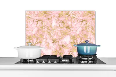 Obrázok produktu pre MuchoWow® Splashback Kuchyňa - Kuchynský backsplash - Ochrana steny pre sporák a drez Zlato - mramor - dizajn 60x40cm Alu-Dibond (alternatíva k