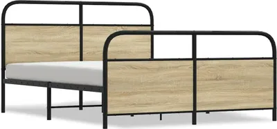Produktbild von vidaXL Metallbett ohne Matratze Sonoma-Eiche 150x200 cm