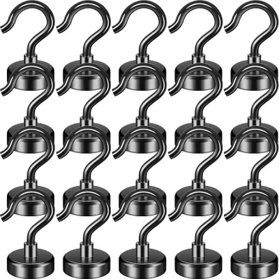 Produktbild von Magnethaken 20 Stück 22LBS Magnet Haken Starke Magnete mit Haken Magnetischer Schlüsselhalter Schwarz
