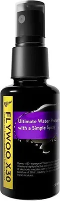 A product shot of a spray bottle with marketing text and graphics.