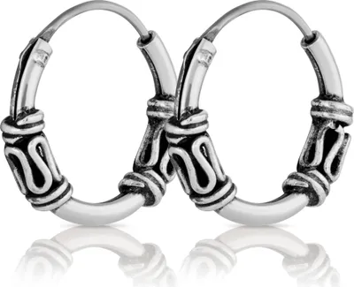 Produktbild von Paar Bali Creolen 15mm aus 925 Sterling Silber Mittelalter Gothic Ohrringe 2635