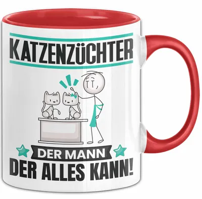 Produktbild von Katzenzüchter Tasse Geschenk für Katzenzüchter Der Mann Der Alles Kann Geschenkidee zum Geburtstag (Rot)
