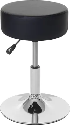 Immagine prodotto di Sgabello HWC-C22, sgabello da trucco, regolabile in altezza Ø 35 cm ~ Pelle finta, nero