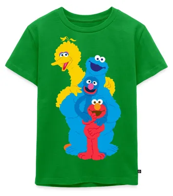 Produktbild von Spreadshirt Sesamstraße Elmo Grobi Krümelmonster Bibo Kinder Premium T-Shirt, 134/140 (8 Jahre), Grün