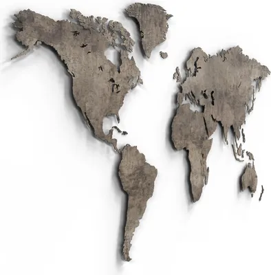 Immagine prodotto di Giallobus - Mappa del mondo - Industrial - Cemento - decorazione da parete in legno Mdf - 190L x 105l cm - Legno Mdf – Cemento – Grigio