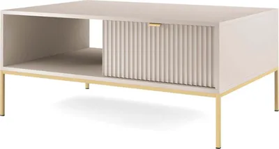 Obrázok produktu pre FURNLUX Konferenčný stolík Avon béžová a zlatá 104 cm / Hlavná farba: béžová / Rozmery: 104 x 48 x 68 cm