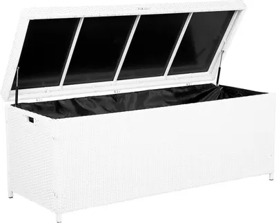 Produktbild von BELIANI Auflagenbox weiß Rattan 158x63 cm Garten Terrasse