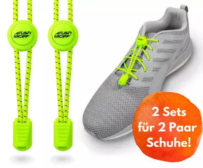 Produktbild von Elastische Schnürsenkel für 2 Paar Schuhe - Gelb - 100 cm - Schnellschnürsystem/Schnellverschluss