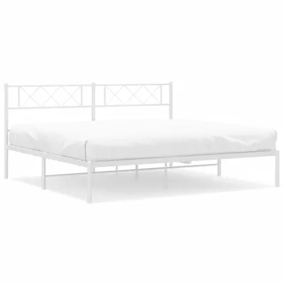 Obrázek produktu pro Kovový rám postele s čelem bílý 183 x 213 cm