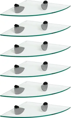 Produktbild von Harbour Housewares Eckregale aus Glas, schwebend – 30 cm – Transparent/Schwarz – 6er-Pack