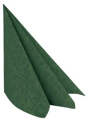 Produktbild von 250x Servietten Airlaid 40x40cm 1/4 -Falz mit Rosenmuster dunkelgrün