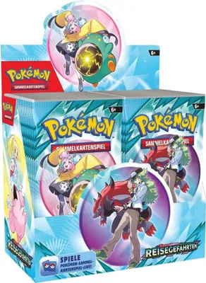 A display box of Pokémon trading card game booster packs.