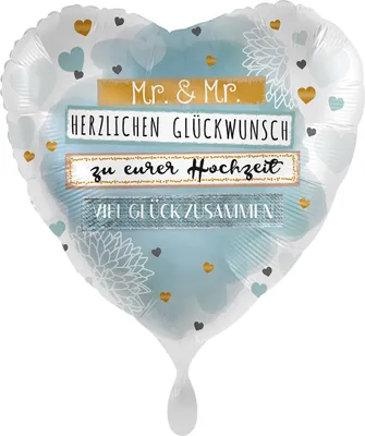 Produktbild von 18"/Ø43cm Herz Folienballon "Mr. & Mr. Glückwunsch"