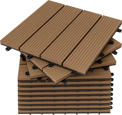 Produktbild von DEUBA® WPC Fliesen 30x30 cm Stecksystem Zuschneidbar Drainagesystem Terrasse Balkon Garten Klickfliese Klassik Terrakotta