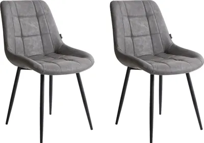 Produktbild von BELIANI Esszimmerstuhl 2er Set Grau Kunstleder mit Schwarzen Metallbeinen Retro Design Stuhl Ohne Armlehnen Wohnzimmer Esszimmer Ausstattung