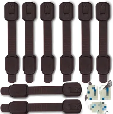 Produktbild von Sicherheitschlösser für Babys, Schränke, Schubladen, Herde und Kühlschränke, 8 Stück braune Schlosser, Kinder-Sicherungsschlösser