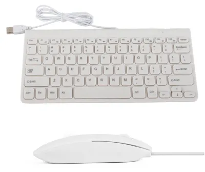 Immagine prodotto di Tastiera e mouse, cablati, di dimensioni compatte, tastiera e mouse USB per PC e laptop - bianchi