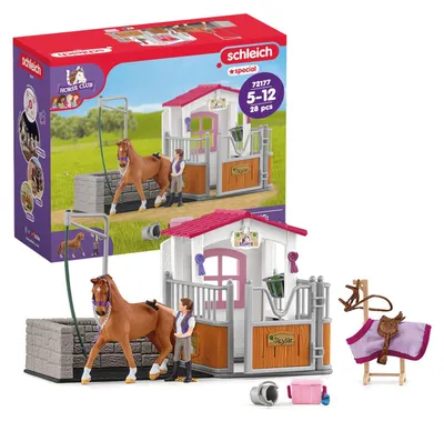 Produktbild von HORSE CLUB 72177 13-Teiliges Pferde Spielzeug Set für Mädchen und Jungen ab 5 Jahren Spielset mit Pferdestall Waschplatz Stall Pferd Reiterin und Pferde