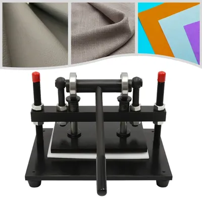 Produktbild von Manuelle Lederpräge- und Schneidemaschine - 2 Tonnen Druckkraft - 12 mm Hub - Höhenverstellbar - 38 × 31 cm - Schwarz