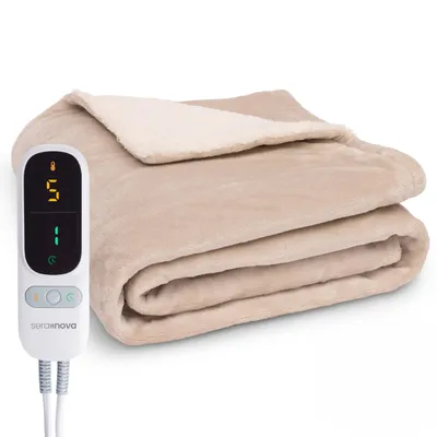Produktbild von Seranova Heizdecke mit Abschaltautomatik - Extra Heizdrähte - 160x120 cm - Wärmedecke - Elektrische Decke - Waschbar - 9 Heizstufen - 9 Stunde - Beige