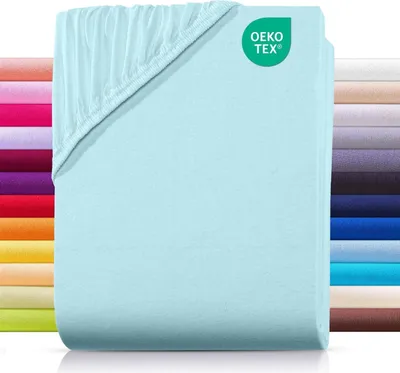 Produktbild von Jersey Spannbettlaken 160x200 cm aus 100% Baumwolle, Bettlaken Aqua Uni