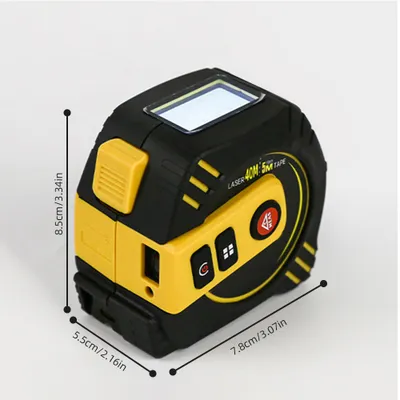 Zdjęcie produktu dla cyfrowa taśma miernicza 2 w 1 z dalmierzem laserowym 130 ft/40 m i wysuwaną taśmą mierniczą AutoLock 16 ft/5 m z podświetleniem LCD, 4 trybami pomiaru, pamięcią danych, imperialną taśmą metryczną