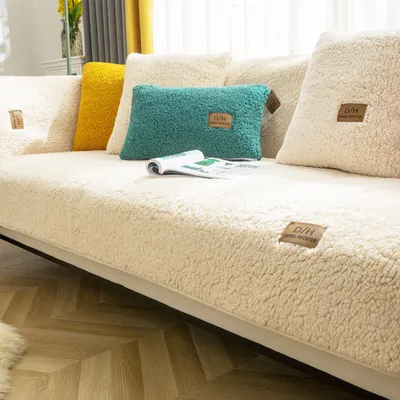 Produktbild von Heikoeco®Samt sofaschoner rutschfest 1 2 3 4 Sitzer, L Form Sofaüberwurfe, sofadecken für sitzfläche, Ultra Weicher Sofaschoner,Weiß,70x150cm