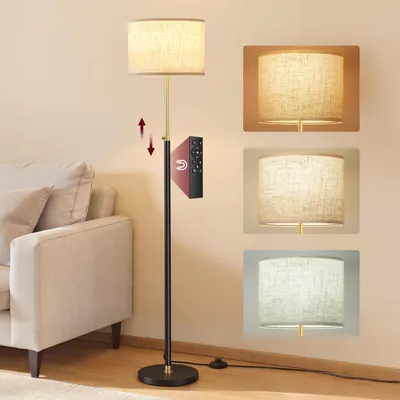 Produktbild von VASAGLE Stehleuchte, Standleuchte, Stehlampe, höhenverstellbar, 140-170 cm, mit Fußtaster, E27 Fassung, Fernbedienung, Memory-Funktion